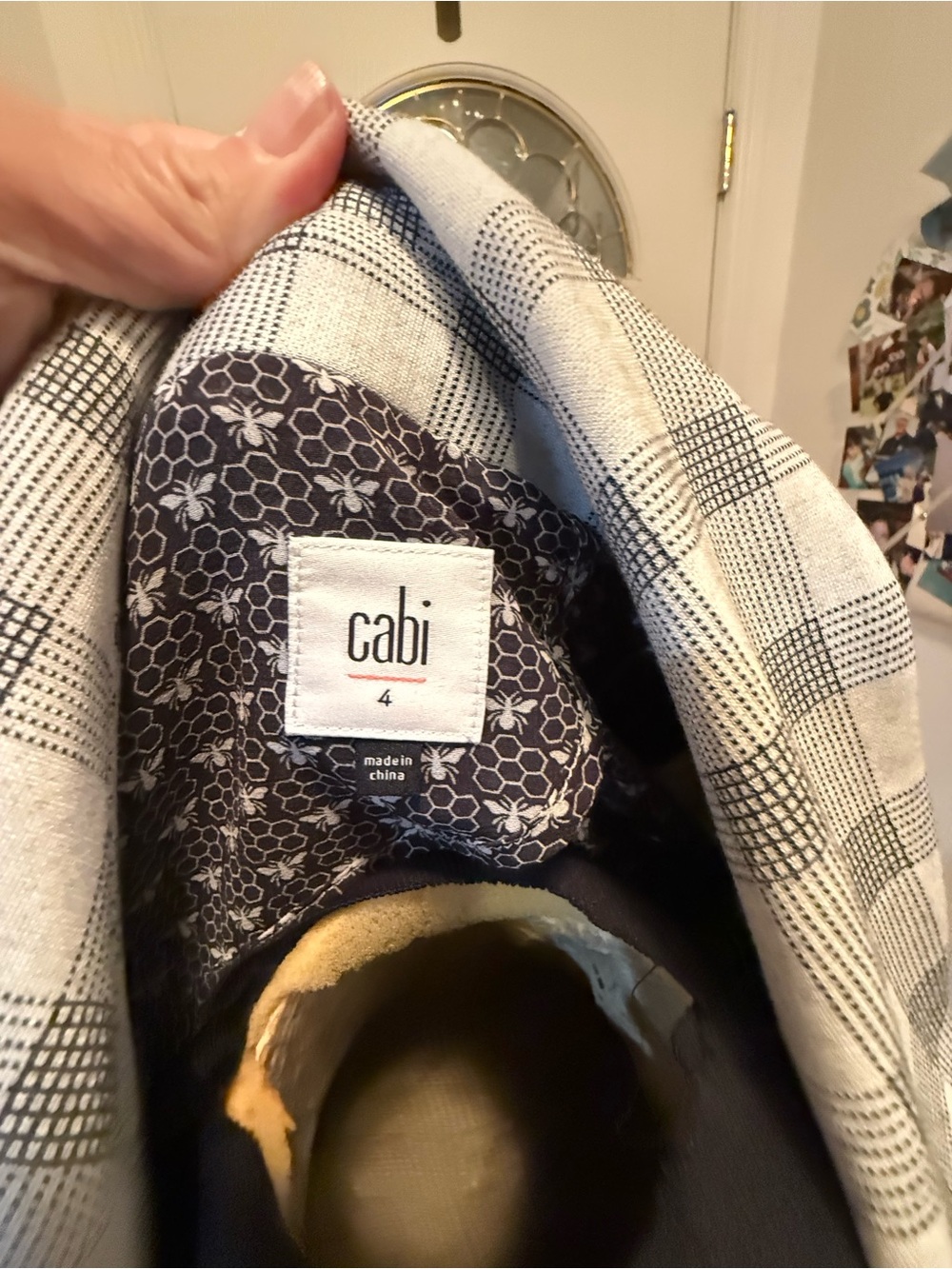 CAbi Light Gray Plaid Blazer with Navy Lining - Picture 5 of 5